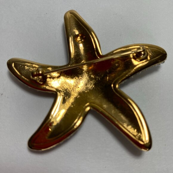 Swarovski Clear Crystal Goldtone Starfish Pin Brooch Swan Signed READ - Picture 2 of 5